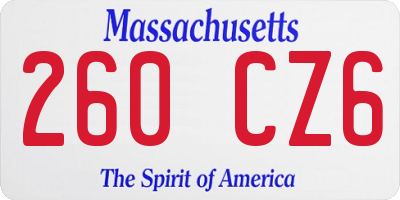 MA license plate 260CZ6