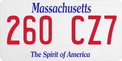 MA license plate 260CZ7