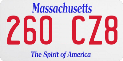 MA license plate 260CZ8