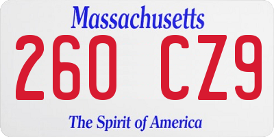 MA license plate 260CZ9