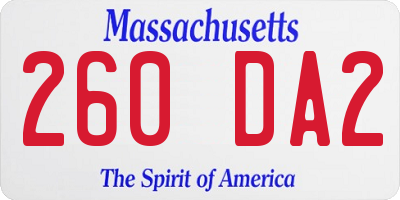 MA license plate 260DA2