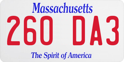 MA license plate 260DA3