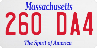 MA license plate 260DA4