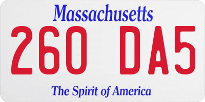 MA license plate 260DA5