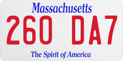 MA license plate 260DA7