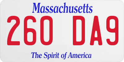 MA license plate 260DA9