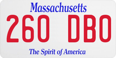 MA license plate 260DB0