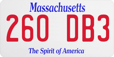 MA license plate 260DB3