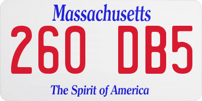 MA license plate 260DB5