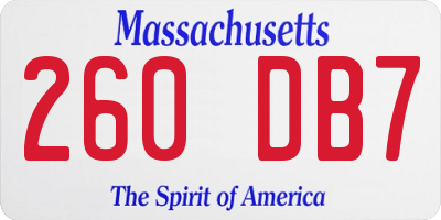 MA license plate 260DB7