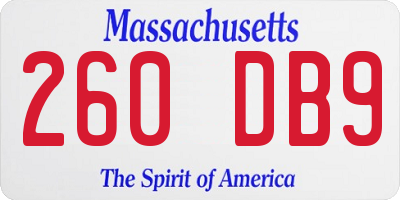 MA license plate 260DB9
