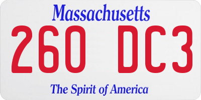 MA license plate 260DC3