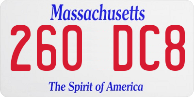 MA license plate 260DC8