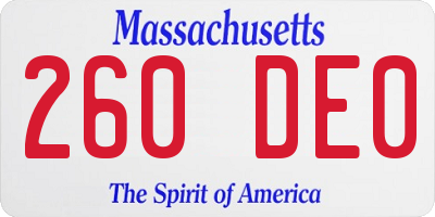 MA license plate 260DE0