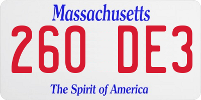 MA license plate 260DE3