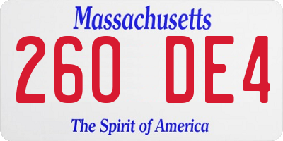 MA license plate 260DE4