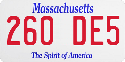 MA license plate 260DE5