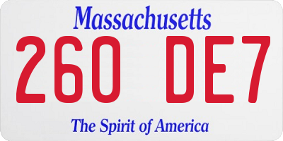 MA license plate 260DE7