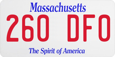 MA license plate 260DF0