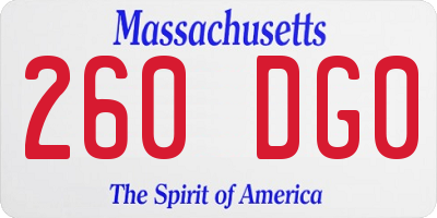 MA license plate 260DG0