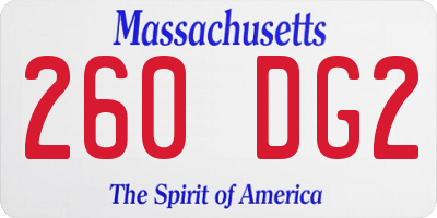 MA license plate 260DG2