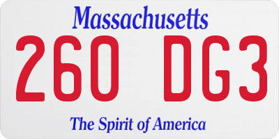 MA license plate 260DG3