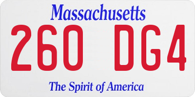 MA license plate 260DG4