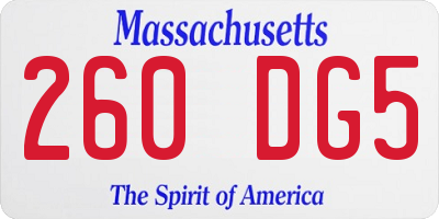 MA license plate 260DG5