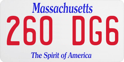 MA license plate 260DG6