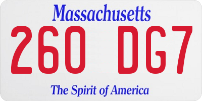 MA license plate 260DG7