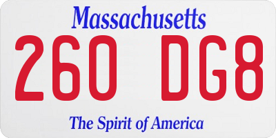 MA license plate 260DG8