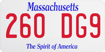 MA license plate 260DG9