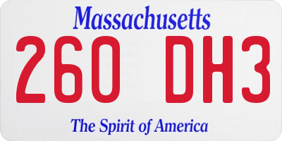 MA license plate 260DH3