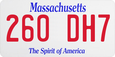 MA license plate 260DH7