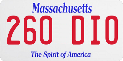 MA license plate 260DI0