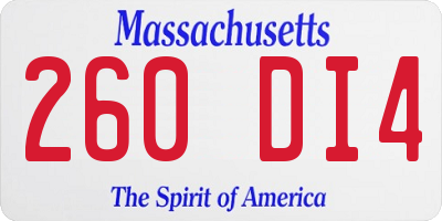 MA license plate 260DI4