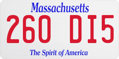 MA license plate 260DI5