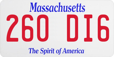 MA license plate 260DI6