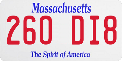 MA license plate 260DI8