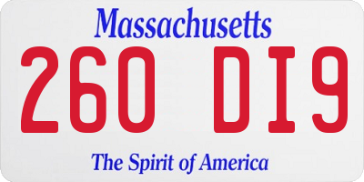 MA license plate 260DI9