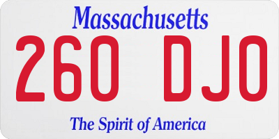 MA license plate 260DJ0