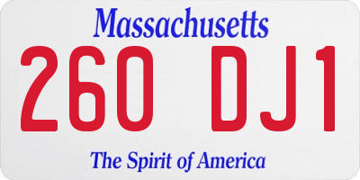 MA license plate 260DJ1