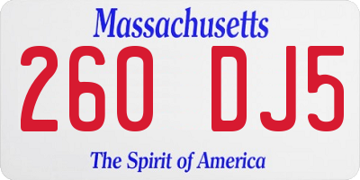MA license plate 260DJ5