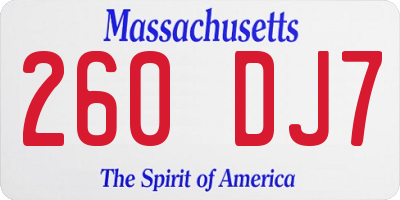 MA license plate 260DJ7