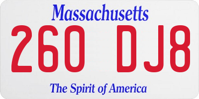 MA license plate 260DJ8
