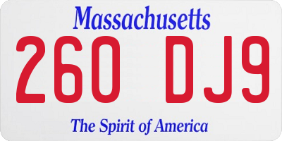 MA license plate 260DJ9