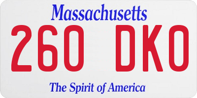 MA license plate 260DK0