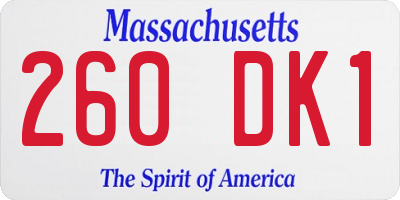 MA license plate 260DK1