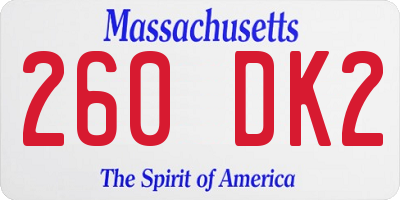 MA license plate 260DK2
