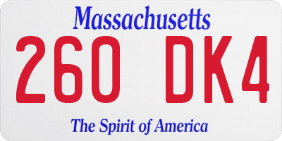 MA license plate 260DK4
